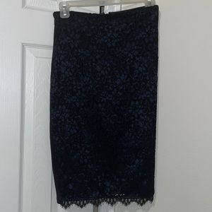 Black and blue lace Bebe XS pencil skirt